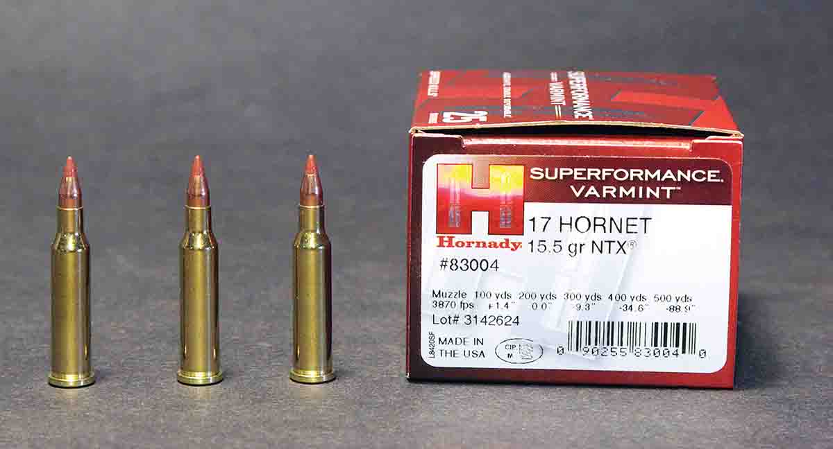 Hornady 15.5-grain NTX bullets work just as well as the company’s lead-core V-MAXs in .17 HMR and .17 Hornet ammunition.